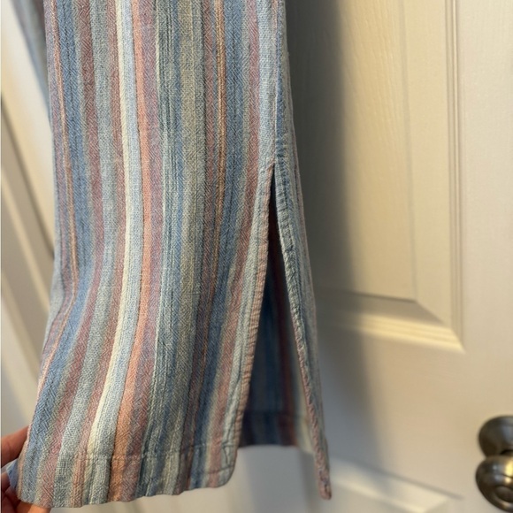 Indigo Rein striped flowing ankle length wide leg pants w/slit Size L - Picture 3 of 10